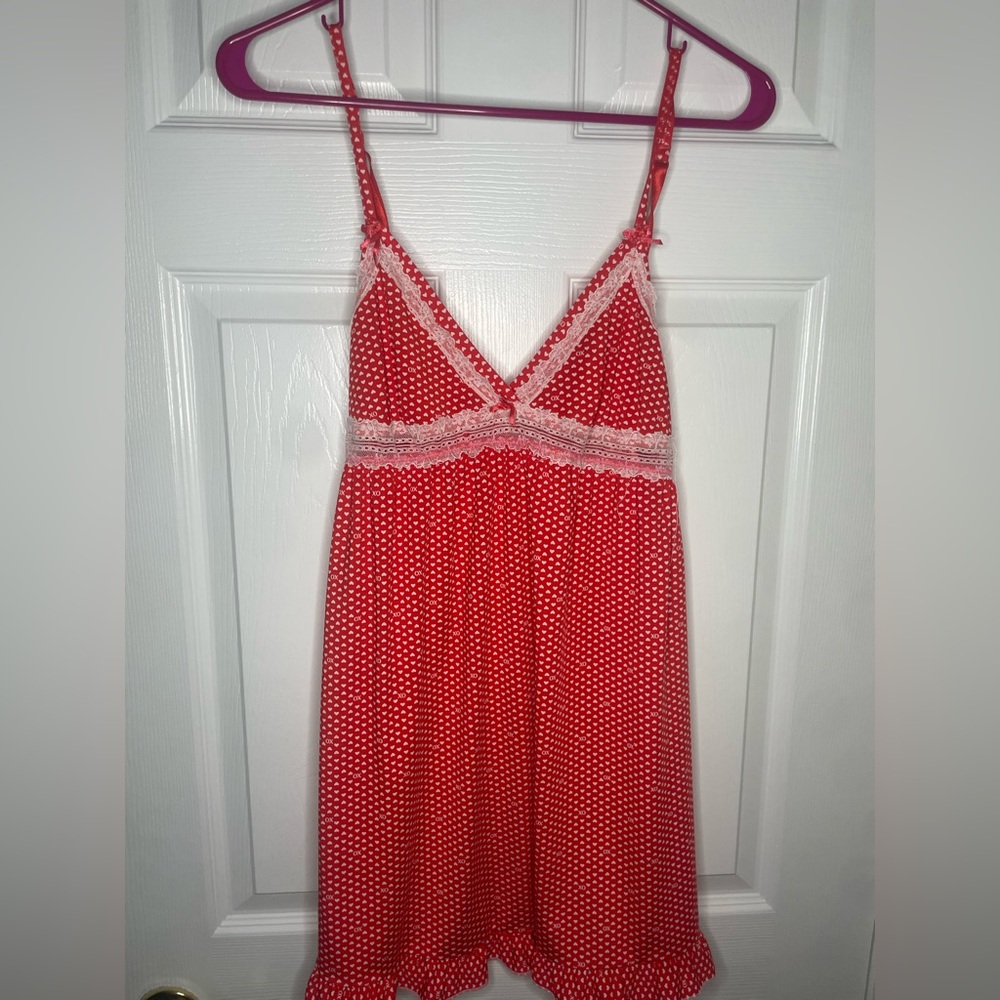 heart patterned red nightgown